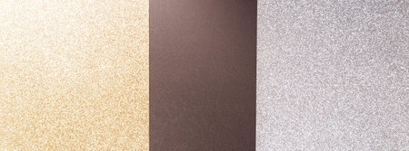 Shiny bright golden, silver, black background luxury silver texture. Banner.