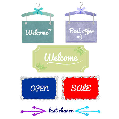 Sea style signboard and pastel coloure signboardのイラスト素材