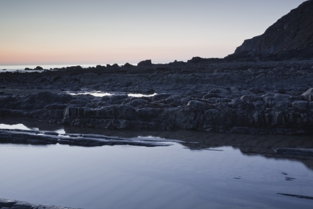 The beach at Welcombe Mouth in north Devon の写真素材