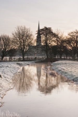 Salisbury cathedral in the snow.の写真素材
