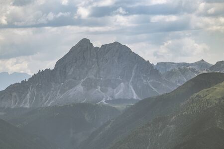 The mountainous landscape of the Dolomites in northern Italy.の写真素材