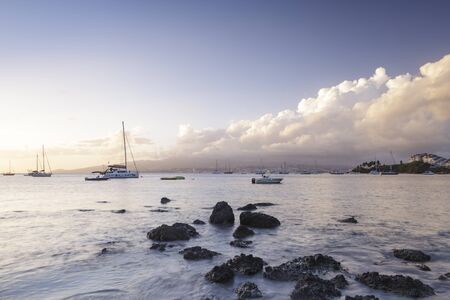 Sunset at Anse Mitan on the island of Martinique.の写真素材