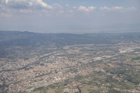 Aerial of the Tuscany countryside near to Florence, Italy.の写真素材
