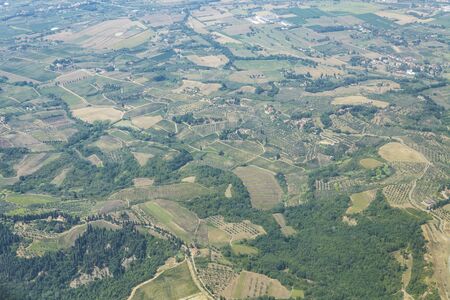 Aerial of the Tuscany countryside near to Florence, Italy.の写真素材