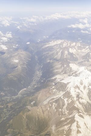 Aerial of a cloudscape above the Alps.の写真素材