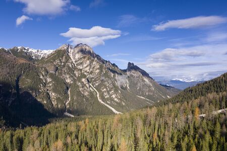 The craggy mountains of the Dolomites in northern Italy.の写真素材