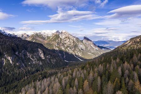 The craggy mountains of the Dolomites in northern Italy.の写真素材