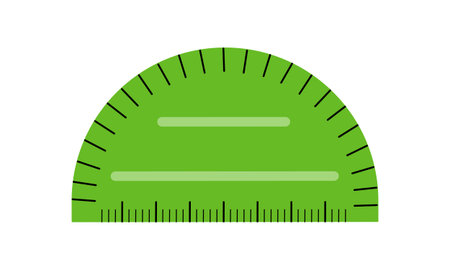 Vector illustration of protractor ruler isolated on white background. Stationery for drawing. School...