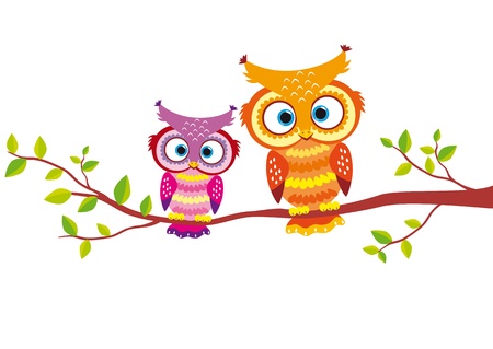 illustration of two bright and beautiful owls for your designのイラスト素材