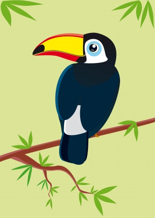 vector illustration amusing toucan sits on a treeのイラスト素材