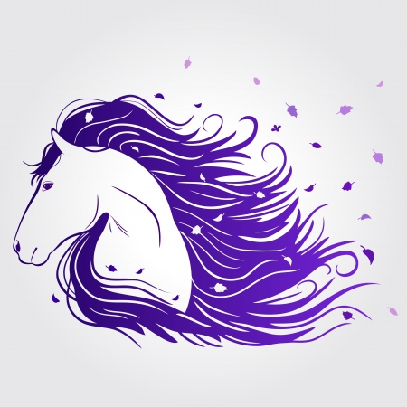 Illustration of beautiful horse with a mane of developingのイラスト素材