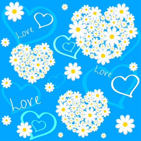 illustration seamless background flowers in heart shapeのイラスト素材