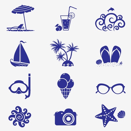 summer icons blue summer icons blue