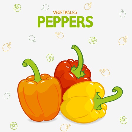 vector illustration of three bright paprikaのイラスト素材