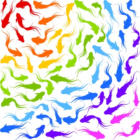 Illustration of silhouette of a rainbow fishのイラスト素材