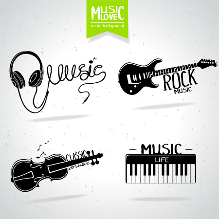 illustration set of music iconsのイラスト素材