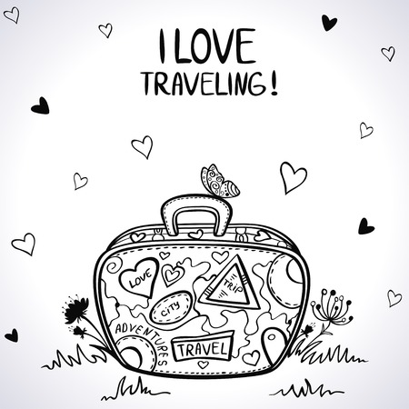 Vector drawing silhouette suitcaseのイラスト素材