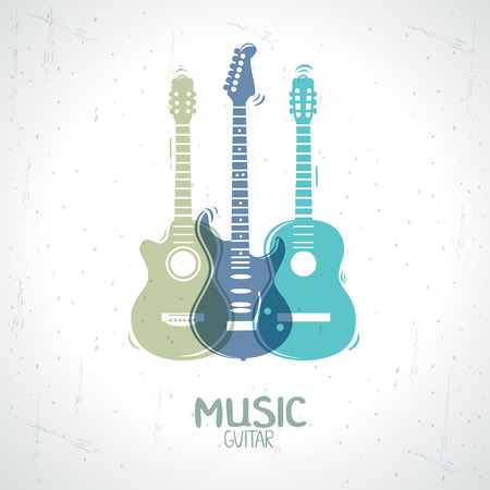 illustration with an silhouette three guitarのイラスト素材