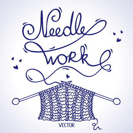 illustration silhouette knitting a word "needlework" of the threadのイラスト素材