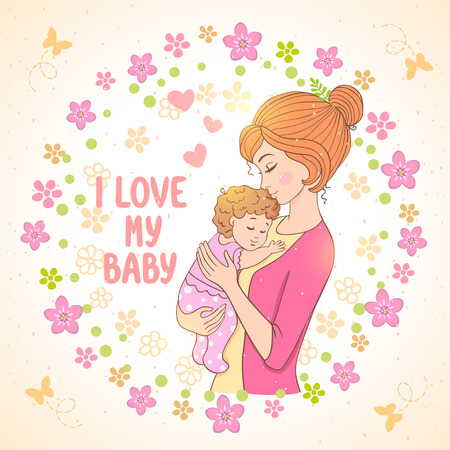 Mom and babyのイラスト素材