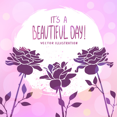 Stylish background with beautiful silhouette roses flowers with sample text. Vector illustrationのイラスト素材