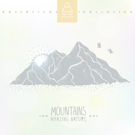 stylish illustration nature mountains.のイラスト素材