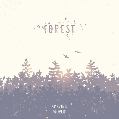 Beautiful forest silhouette with place for text. Stylish vector illustrationのイラスト素材