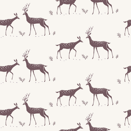 Beautiful seamless pattern background with silhouette gorgeous deers. Amazing wallpaper for your design. Vector illustrationのイラスト素材
