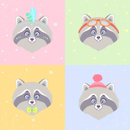 Raccoons setのイラスト素材