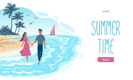 summer design coupleのイラスト素材