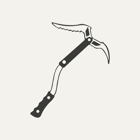 illustration of ice ax. Black and white styleのイラスト素材
