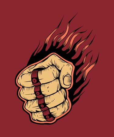 It is hitter fist with brass knuckles.のイラスト素材