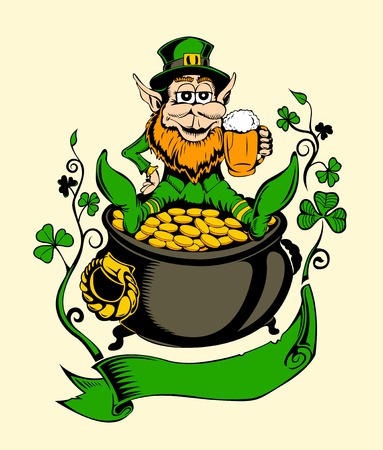 It is image of St. Patrick with a pot of gold.のイラスト素材