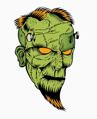 Illustration of zombie head with a beard.のイラスト素材