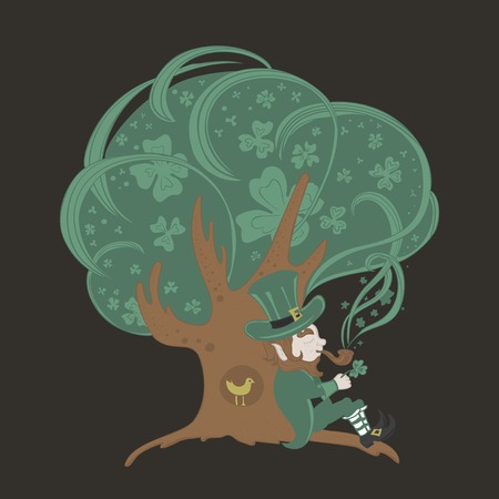 Saint Patrick smoking pipe under a tree.のイラスト素材