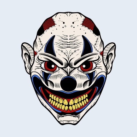 Illustration of scary clown with red eyes.のイラスト素材