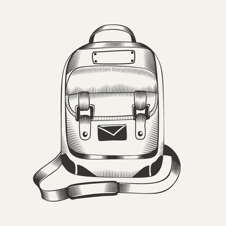 Illustration of backpack. Camping gear, hiking.のイラスト素材