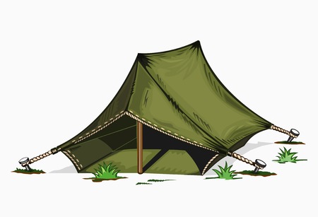 Illustration of painted tent. Colored on white background.のイラスト素材