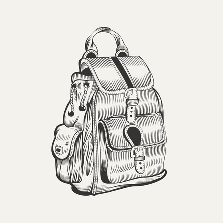 It is a illustration of backpack. Camping gear, hiking.のイラスト素材
