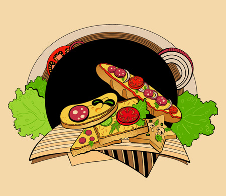 Illustration of sandwiches. The fast-food meals.のイラスト素材
