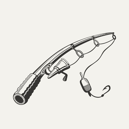 Illustration of fishing rod on white background.のイラスト素材