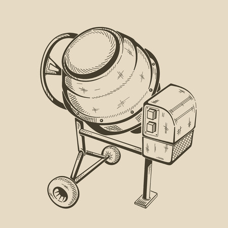 It is monochrome illustration of concrete mixer.のイラスト素材