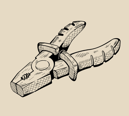 Pliers - multifunctional mounting tool designed for clamping and gripping of parts different shapes. Vector illustration.のイラスト素材