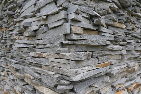 Stacked horizontal gray stone platesの写真素材