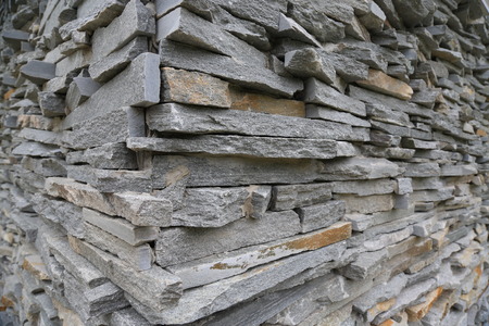 Stacked horizontal gray stone platesの写真素材