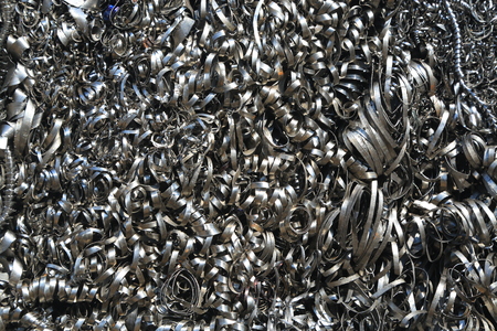 Closeup twisted spiral steel shavingsの写真素材