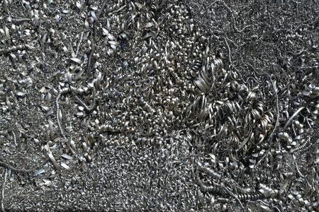 Closeup twisted spiral steel shavings