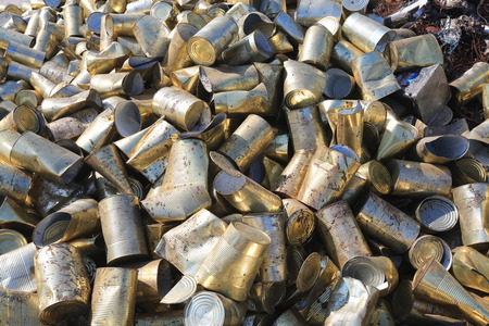 Pile of cans for scarp, backgroundの写真素材