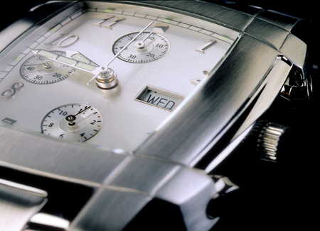 close up of luxury man watch, silverの写真素材