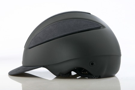 Black helmet on white background.の写真素材